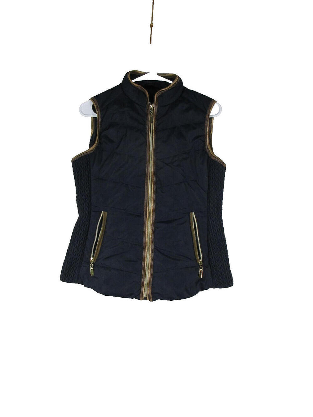 MK Metric Knits Outerwear Division Vest Jacket Sleeveless Pockets Size S Black